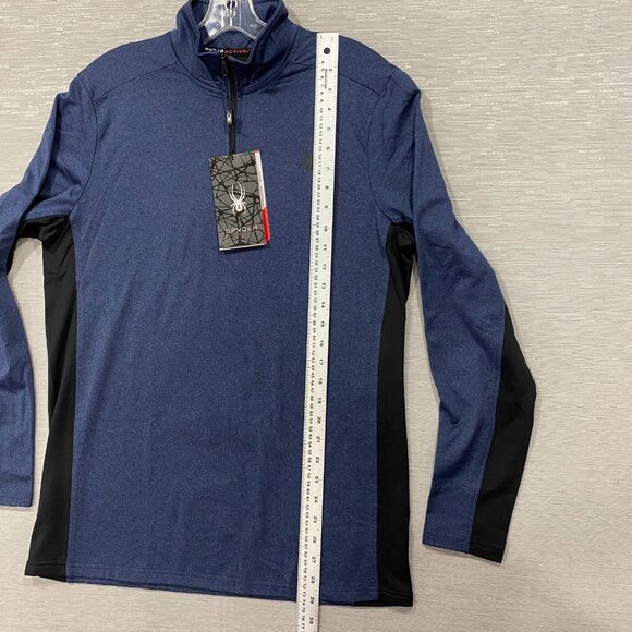 SPYDER 1/4 Zip Shirt Mens Medium Blue Base Layer Quick Dry Pullover Activewear - Picture 9 of 14